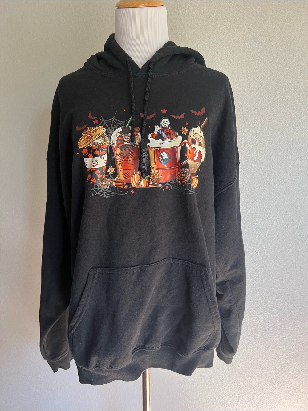 Scary Before Coffee Horror Movie Hooded Sweatshirt, XL